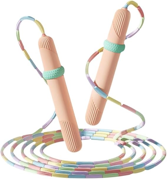 Beaded Jump Rope 2 Pack, Segmented Skipping Rope for Kids Adults, Adjustable Tangle-Free Toddler Jumping Rope for Fitness Exercise Training