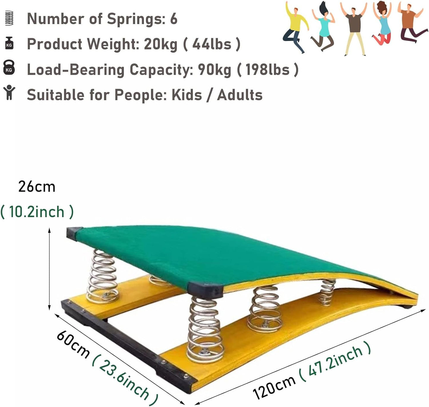 Adults Teens Springboard - Vaulting High/Long Jump Flips Gymnastics Wushu Training, Wood Elastic Board for School, with Anti-Slip Felt & Feet Pads