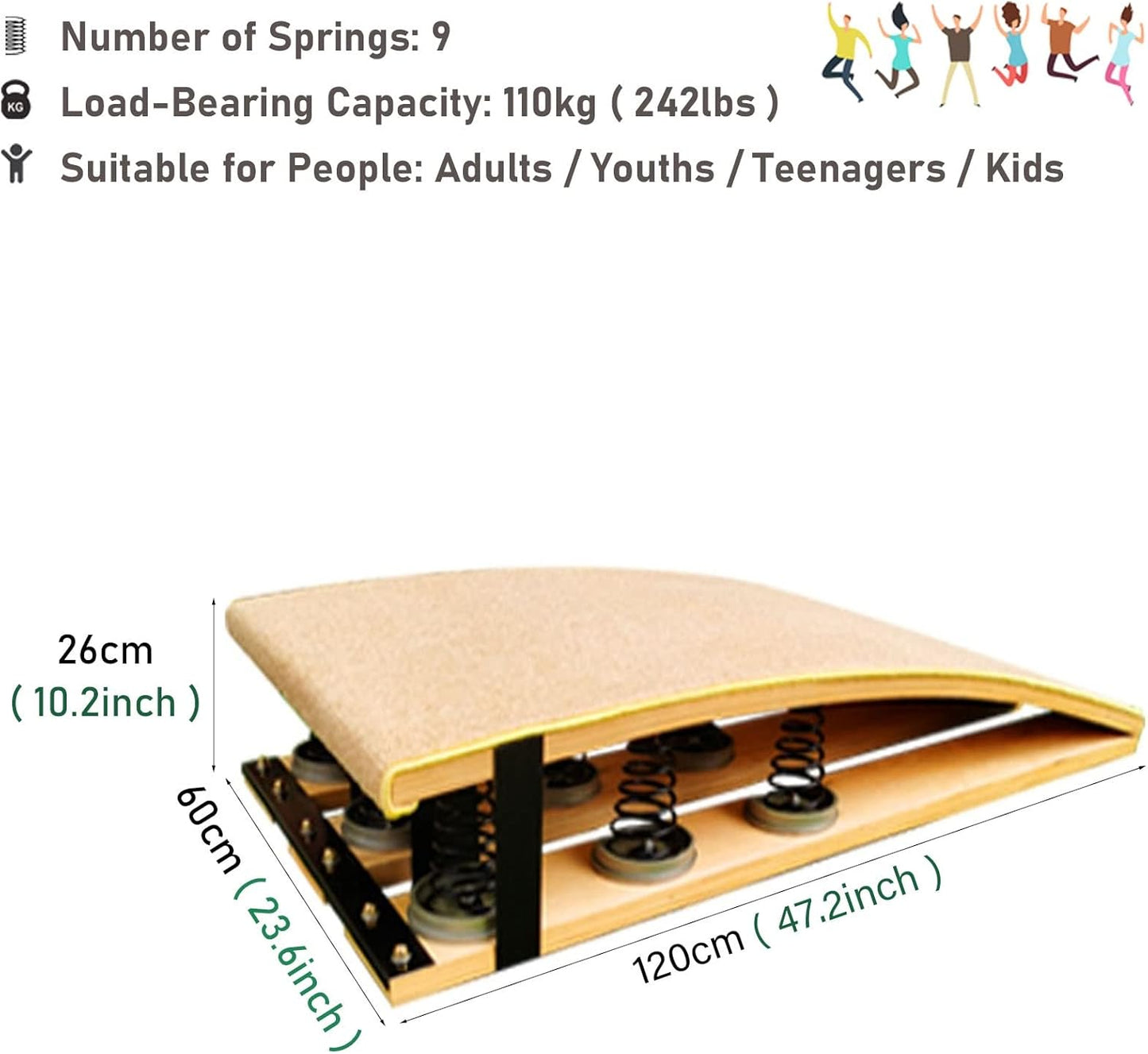 Jump Assist Boards Springboard for Martial Arts/Gymnastics Training, Track & Field Athletic Equipment, High/Long Jump Backflip Practice Elastic Board, Hard Wood
