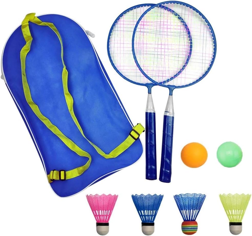 Badminton Racket for Children 1 Pair, Nylon Alloy Durable Badminton Racquet Set for Kids Indoor/Outdoor Sport Game(Including 4 Badminton and 2 Table Tennis)