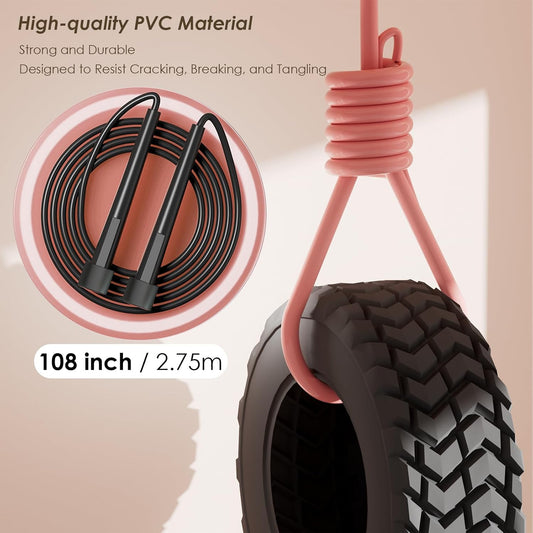 2 Pack Jump Rope for Fitness, Speed Rope Skipping Rope for Men, Kids and Women, Jumping Rope for Workout, Long Jump Rope Set, Adjustable Exercise Jump Rope Boxing for Adult