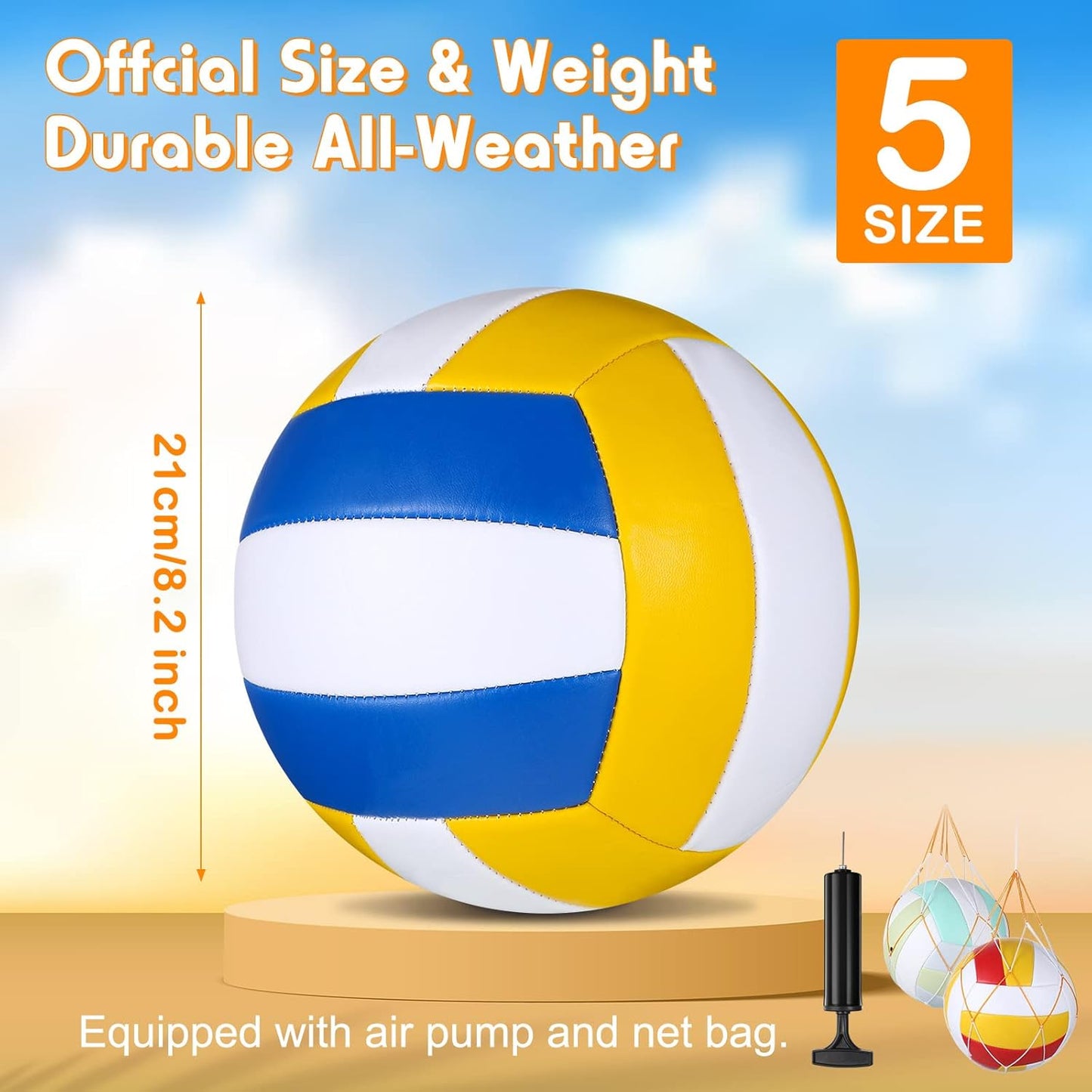 6 Pcs Volleyballs Official Size 5 Waterproof Soft Recreational Volleyball with Pump and Net Bag for Adults Indoor Outdoor Beach Sports Gym Game Graduation Gift