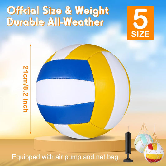 6 Pcs Volleyballs Official Size 5 Waterproof Soft Recreational Volleyball with Pump and Net Bag for Adults Indoor Outdoor Beach Sports Gym Game Graduation Gift
