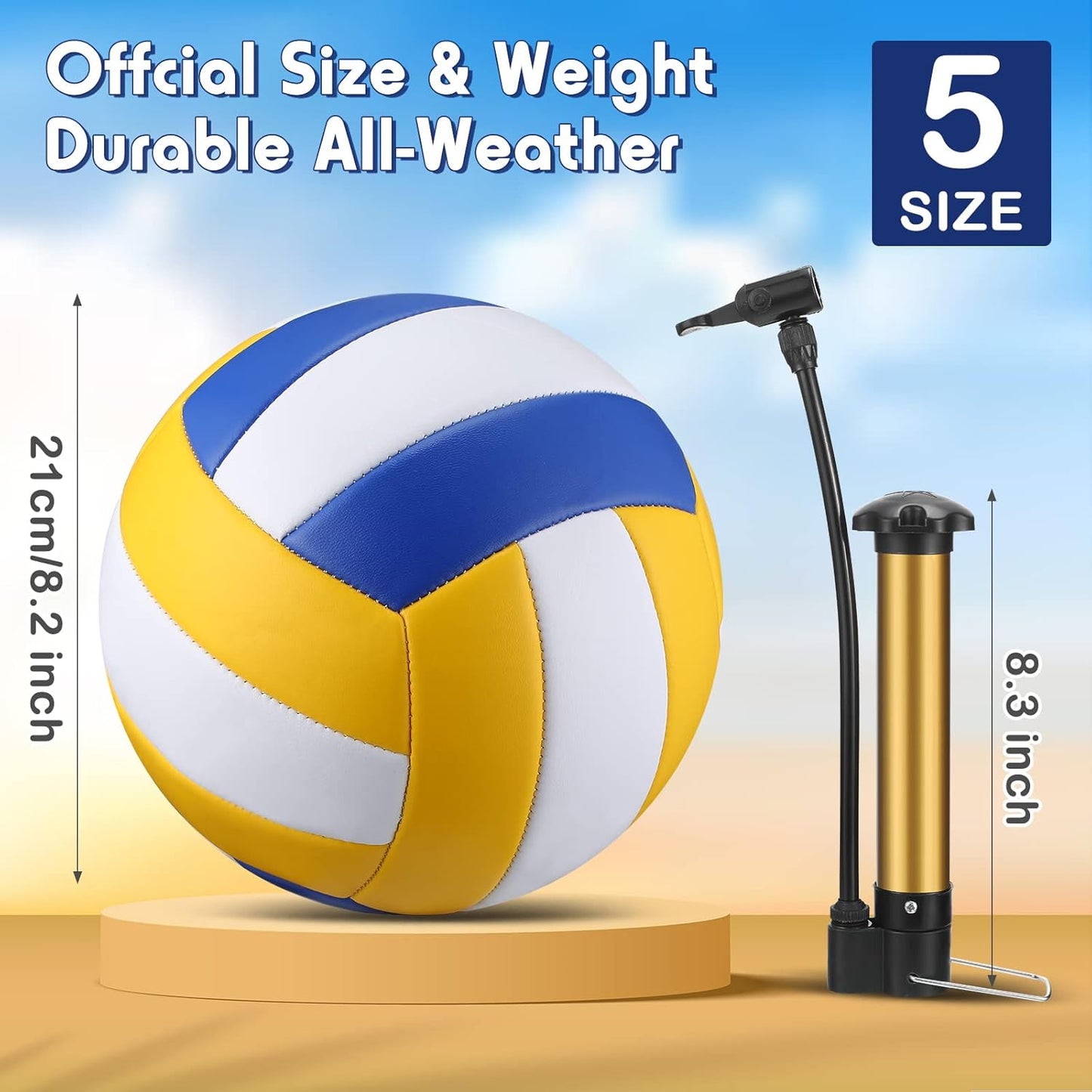 3 Pcs Official Size 5 Waterproof Soft Volleyball with Pump for Kids Youth Adults for Indoor Outdoor Beach Gym Game Back to School