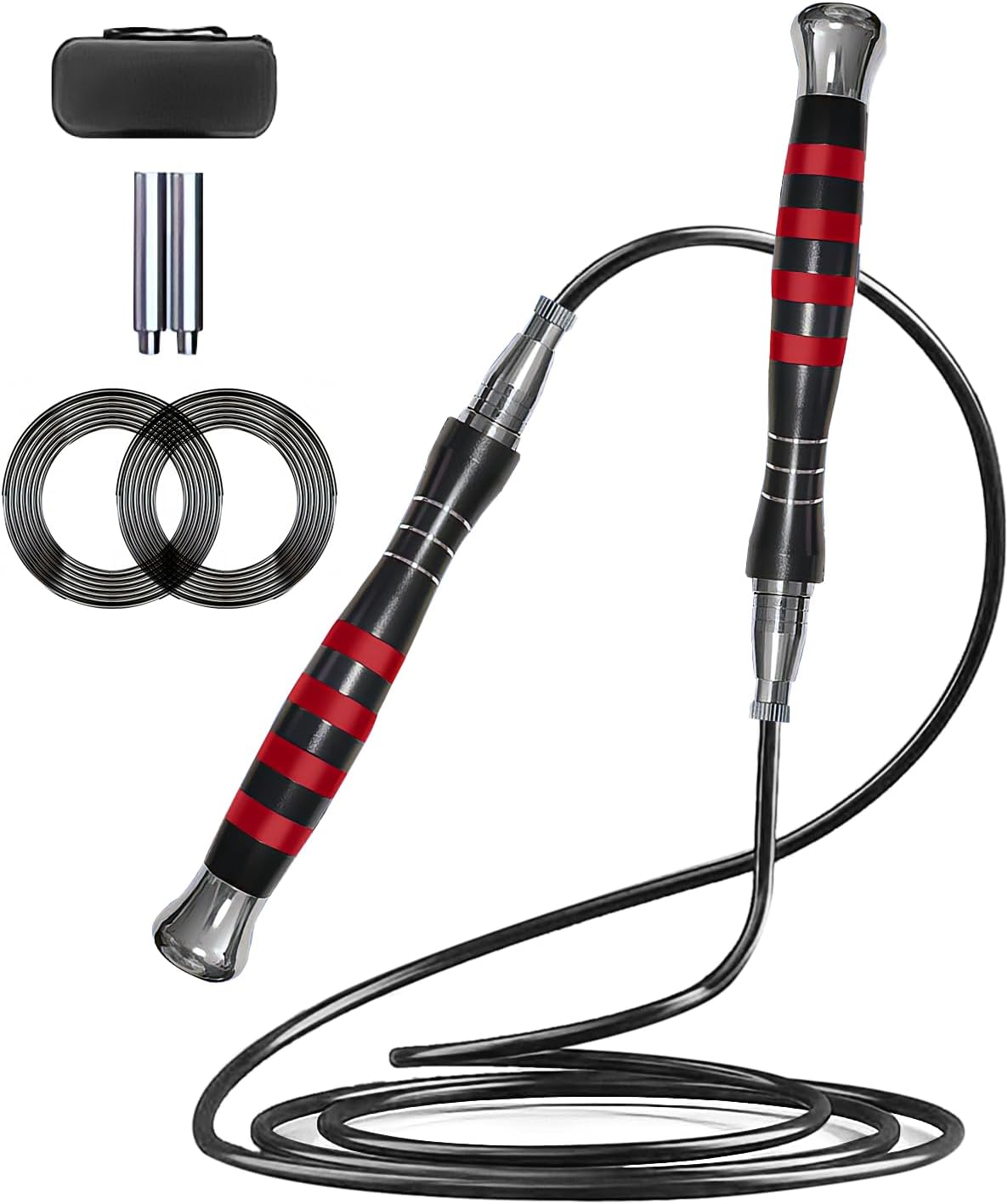 Speed Jump Rope, Double Under Jumping Rope, Aluminium Handle Skipping Rope for Self-Locking Which is Easy to Adjust Length, Removable Weight, Boxing  Fitness Training for Men Women