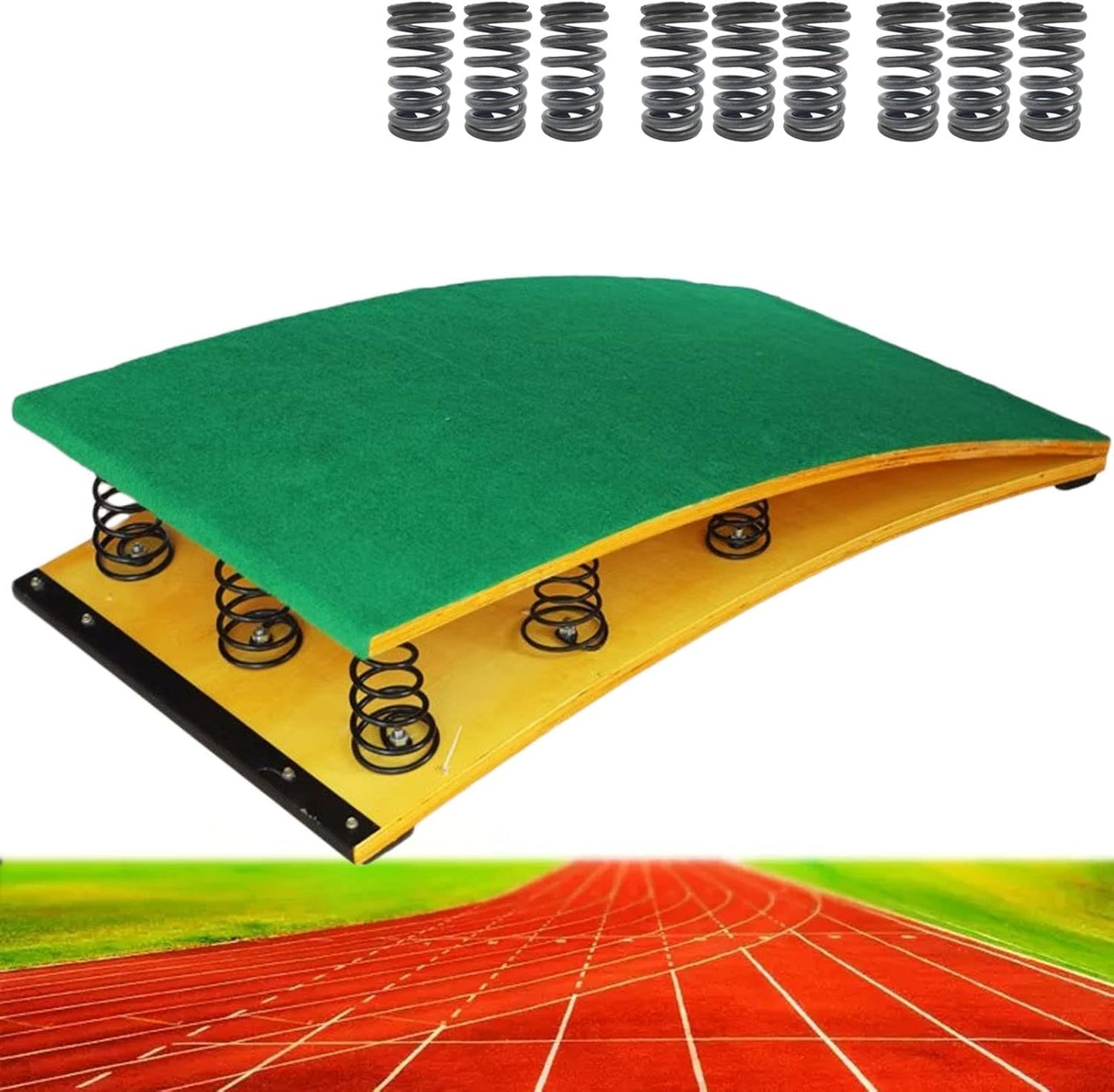 Heavy Duty Large Hardwood Springboard 9 Spring, Gymnastics Equipment - Load 242Lbs/110Kg, Elastic Board for Vaulting, High/Long Jump