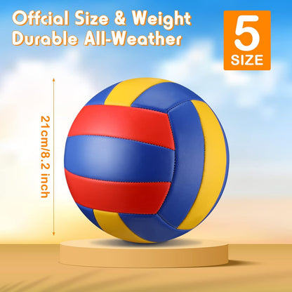 4 Pack Volleyball Balls with Pump, Official Size, Outdoor Recreational Beach Volleyball Bulk for Beginners, Competitive, Recreational Play Game, Indoor Gym Training