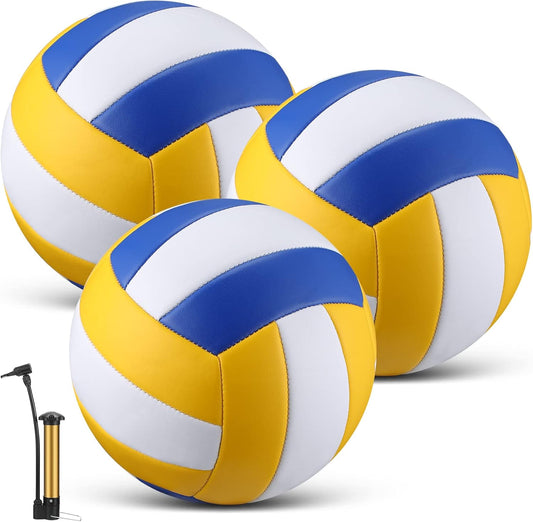 3 Pcs Official Size 5 Waterproof Soft Volleyball with Pump for Kids Youth Adults for Indoor Outdoor Beach Gym Game Back to School