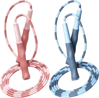 Upgraded Soft Beaded Jump Rope for Kids,Tangle-Free Segmented Kids Jump Rope with Soft Anti-slip Handles,Adjustable Jumping Rope for Children Women and Men Fitness 9.2 Feet,Gifts for Kids