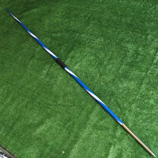 Training  800 Gram 50 Meter Steel Tip - Boy's High School Track and Field [1 Year Warranty], blue white spiral